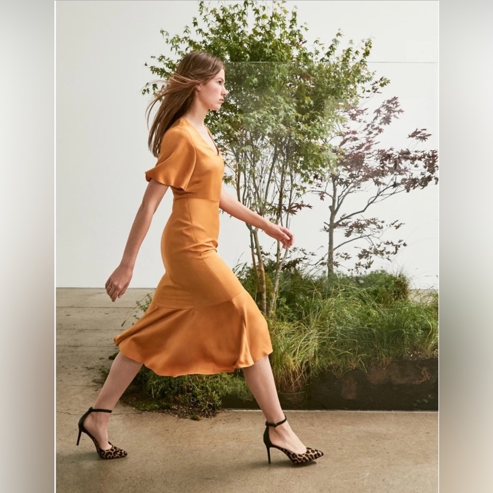 Banana Republic mustard midi dress